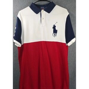 ralph lauren Big Pony Sleeve Back Size L Embroidered Red White Blue # 3 90's Y2K